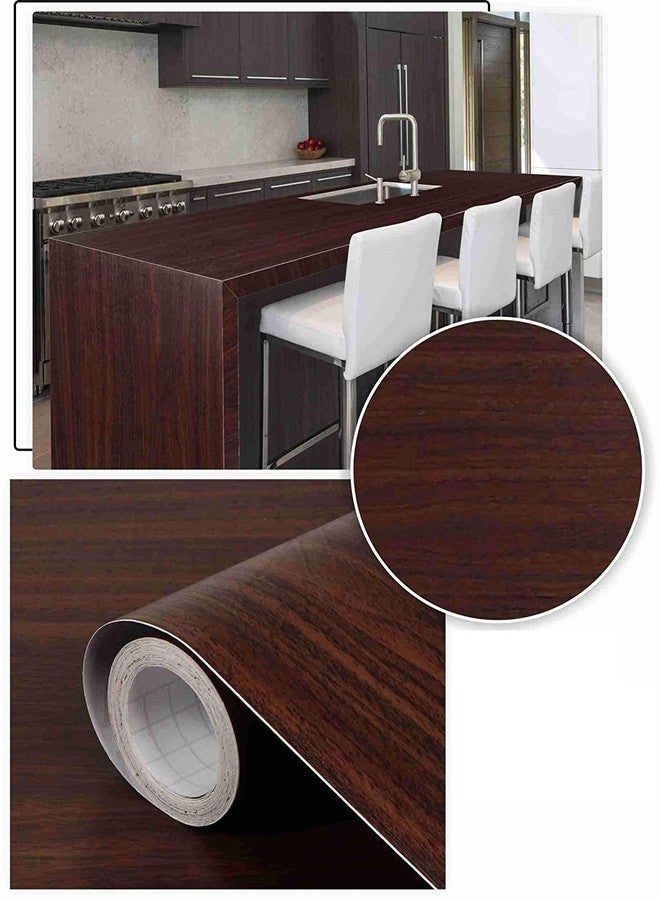 LIVECOOL Wall Stickers Wood Wallpaper DIY PVC Shelf Liner, Furniture, Almirah, Table Top, Wardrobe, Kitchen Cupboard Wooden Door Wardrobe Desktop PVC Wall Papers (24 X 150 Inch, Mahogany Wood) - Image 2